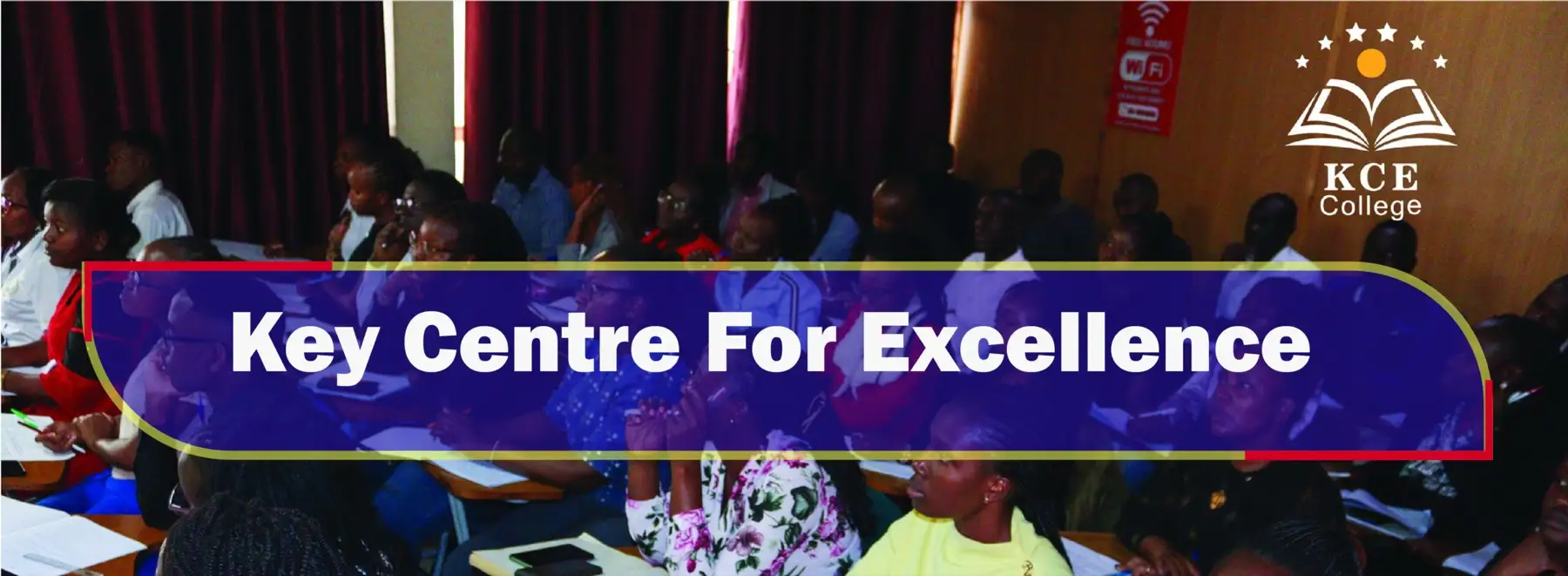 Students in a KCE College classroom, with the words Key Centre for Excellence